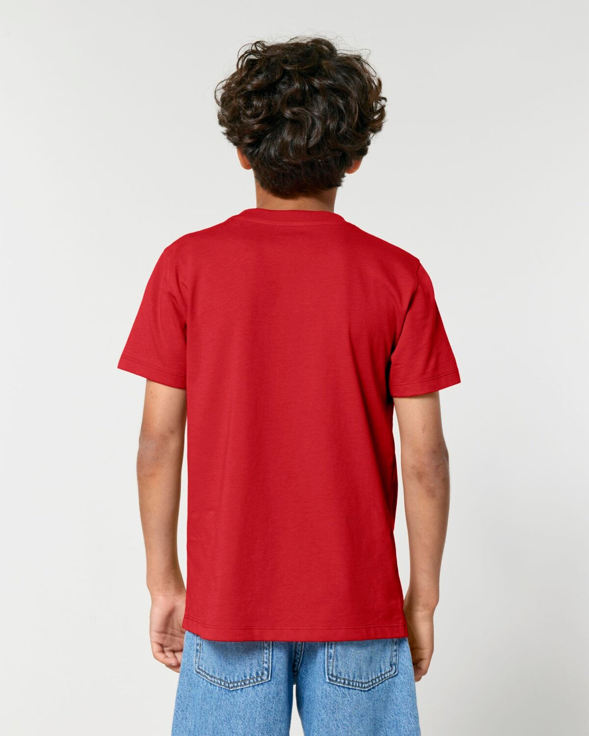 EAT SLEEP GAME REPEAT T-Shirt für Kinder in rot. Rückansicht