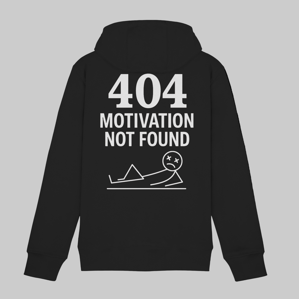 AFK Dark Mode "404 Motivation Not Found" Zipper