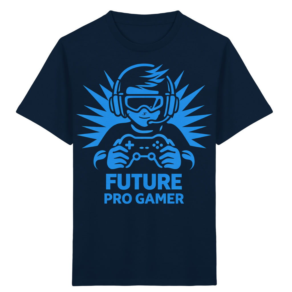 Kinder T-Shirt „Future Pro Gamer“ in Dunkelblau – Gaming Motiv