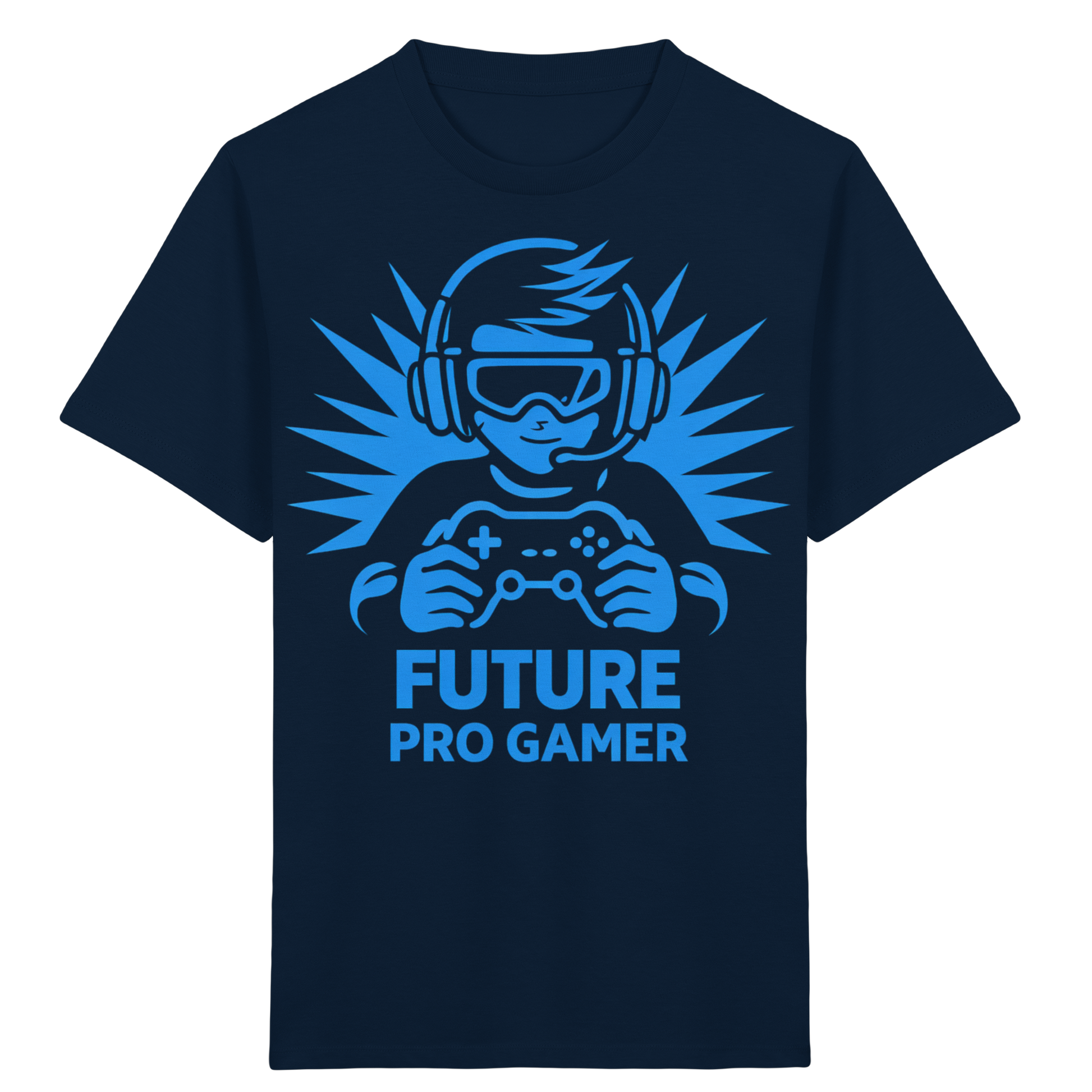 Kinder T-Shirt „Future Pro Gamer“ in Dunkelblau – Gaming Motiv