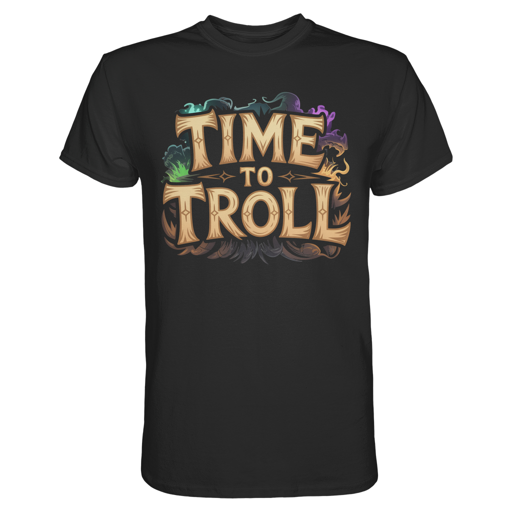 Schwarzes Time to Troll™ Gamer T-Shirt mit Frontprint – Premium Shirt von AFK WEAR