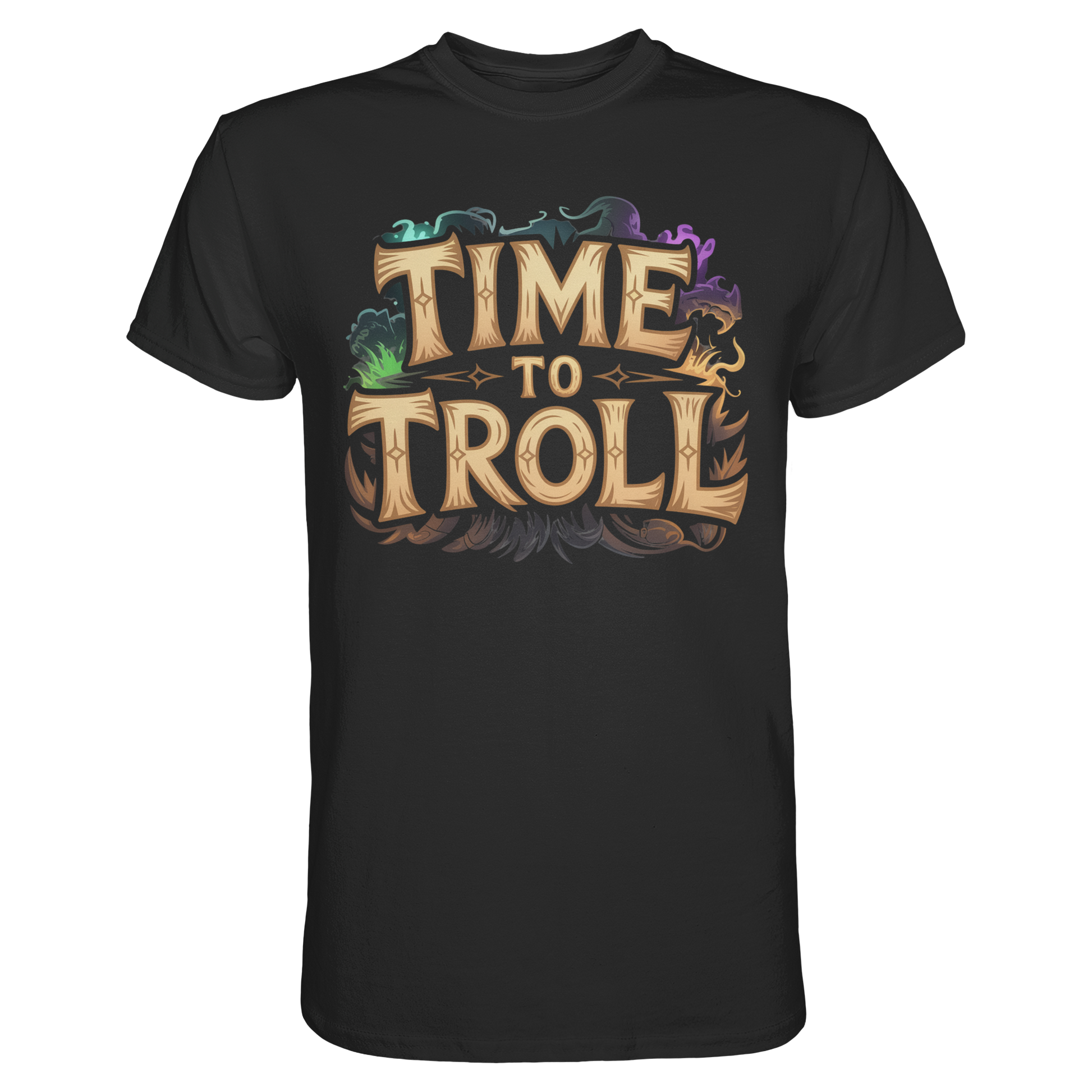 Schwarzes Time to Troll™ Gamer T-Shirt mit Frontprint – Premium Shirt von AFK WEAR